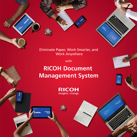 Ricoh Document Management System image showing people using different devices